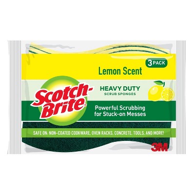 Scotch-Brite Heavy Duty Scrub Sponges Lemon Scent - 3pk