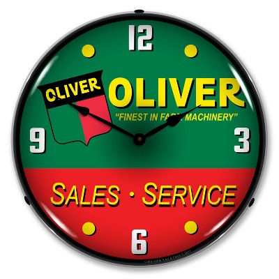 Collectable Sign & Clock | Oliver Tractor Sales & Service LED Wall Clock Retro/Vintage, Lighted