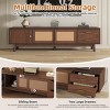 Mid Century TV Stand for 80 Inch TVs, Rattan Entertainment Console with Drawers, Sliding and Hinged Doors, Media Cabinet-The Pop Home - 4 of 4