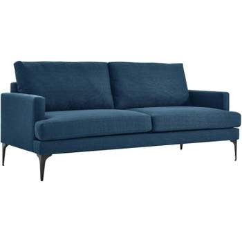 Modway Evermore Metal and Upholstered Fabric Sofa in Azure Blue