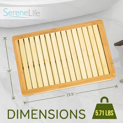 Natural Bamboo Non-Slip Water-Resistant Shower Mat, 23" x 18"