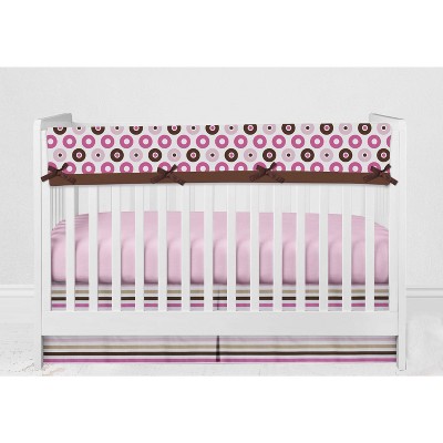 Bacati - Mod Dots/Stripes Long Crib Rail Guard Cover Pink/Chocolate