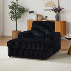 KWPZQEB Corduroy Oversized Armchair, 42" Wide Accent Chairs with Storage Ottoman & Cup Holder, Modern Lounge Chair for Living Room, Bedroom - 1 of 4