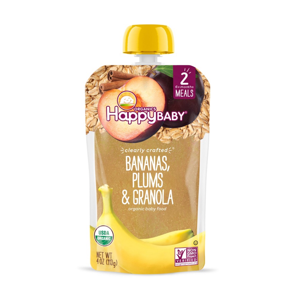 Photos - Baby Food Happy Family HappyBaby Clearly Crafted Bananas Plums & Granola  - 4oz 