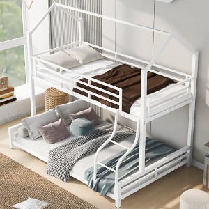 YOOCOZZ Twin Over Full Metal Bunk Bed with House-Shaped Design - 1 of 4
