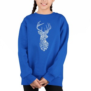 LA Pop Art Types Of Deer - Girl's Word Art Crewneck Sweatshirt - 1 of 3