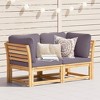vidaXL Patio Sofa with Cushions - 2-Seater Outdoor Loveseat - Solid Wood Acacia - Brown Grey - Modular Design for Garden, Deck, Patio - 2 of 4