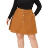 Agnes Orinda Women's Plus Size Corduroy Button Mid-Rise A-Line Mini Skirts - 2 of 4