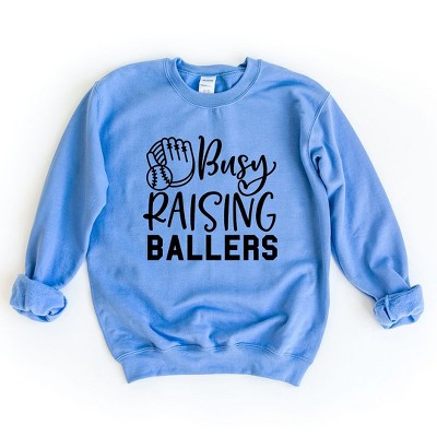 Simply Sage Market Women's Graphic Sweatshirt Busy Raising Ballers Baseball