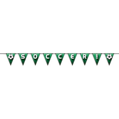 Beistle Soccer!/Football Pennant Streamer, 7.5" x 8', (2/Pkg) Multicolored