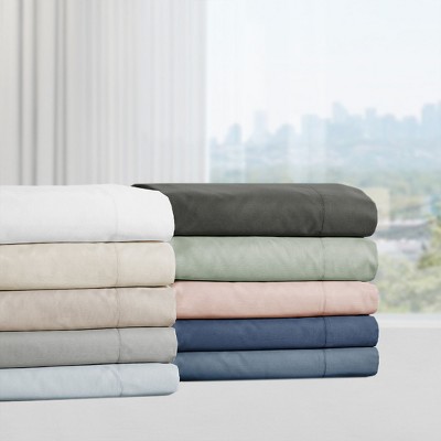 Light Gray Cotton Sateen Split King Sheet Set