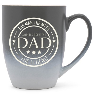 Elanze Designs World's Greatest Dad Two Toned Ombre Matte Grey and White 12 ounce Ceramic Stoneware Coffee Cup Mug