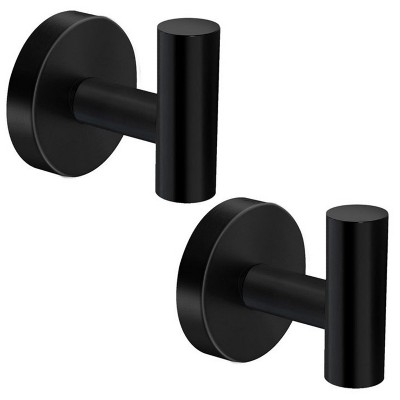 LunaLulinlk 2 Pack Towel Hooks, Matte Black SUS304 Stainless Steel Coat Robe Clothes Hook Modern Wall Hook Holder Black