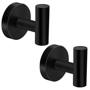 LunaLulinlk 2 Pack Towel Hooks, Matte Black SUS304 Stainless Steel Coat Robe Clothes Hook Modern Wall Hook Holder Black - 1 of 4