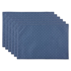 Design Imports French Blue Tonal Lattice Print Outdoor  Placemat Set/6 - 1 of 4