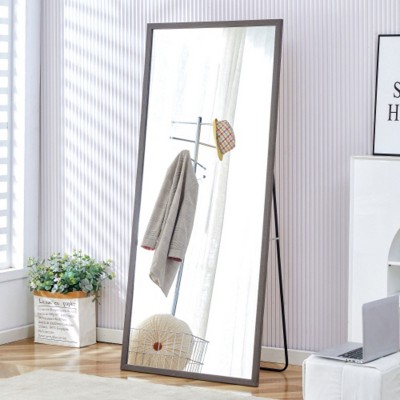 Elegant Solid Wood Full-Length Mirror: Dressing, Bedroom, Decorative, Retail, Floor and Wall Mount