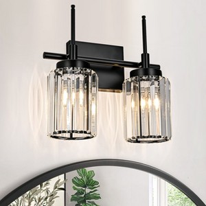 LLHZSY Modern Bathroom Vanity Wall Light Cylinder Bathroom Crystal Wall Sconces - Gold/Black-1/2/3/4/5 light - 1 of 4