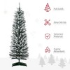 5' Snow Flocked Artificial Pencil Christmas Tree, Slim Xmas Tree with Realistic Branches and Plastic Base Stand for Indoor Decoration - 4 of 4