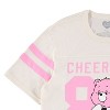 Ladies Care Bears Classic Shirt - Cheer Friend Funshine Good Luck Care Bears Varsity Stripe Sleeve Athletic Tee (Ivory, Large) - 3 of 4