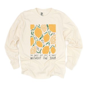 Simply Sage Market Women's Boho Lemon Sweet Without Sour Long Sleeve Garment Dyed Tee - 1 of 4