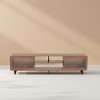 GlasFlength TV Stands and Consoles Mid Century Modern Media Console with Sliding Glass Doors for Living Room, Brown, 65"*14.2"*20.1" - 2 of 4