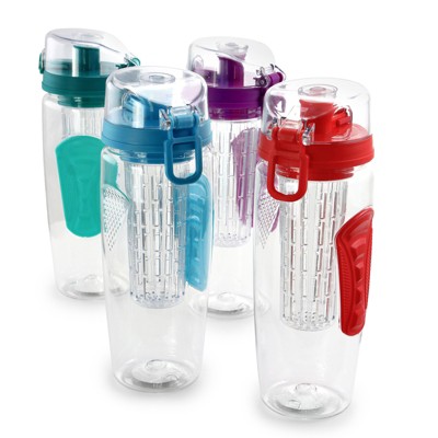 Gibson Home Rockland 4 Piece 32 Ounce Hydration Water Bottle Set in Assorted Colors