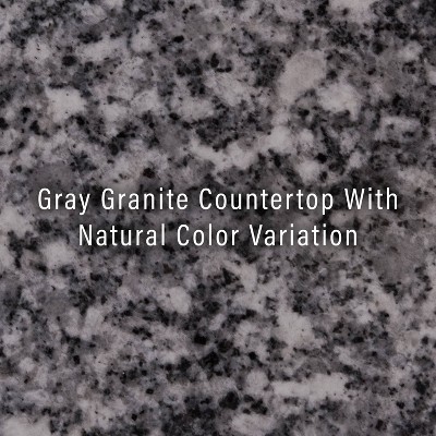 Elegant Alexandria White Kitchen Island with Gray Granite Top and Storage