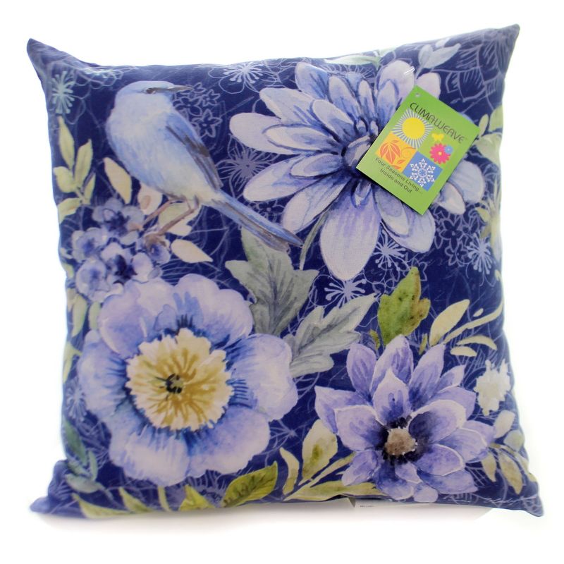17.0 Inch Spring Mix Bluebird Floral Pillow Climaweave Throw Pillows, 1 of 3