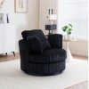Oversized Corduroy Swivel Chair,40" Barrel Accent Chair with 360° Swivel and Pillows for Living Room-Baofuwish - 2 of 4