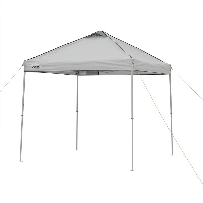Core 8 x 8 Foot Outdoor Instant Pop Up Tent Shelter Canopy Shelter with 3 Adjustable Heights, Metal Stake Down Kit, Mesh Pocket, and Carry Bag, Gray