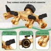 Infurnic Hose Valves and Connectors Water Hose Splitter Durable 4 Way Heavy Duty Brass Hose Adapter, 3/4" Spigot with Four Independent Valves - 3 of 4