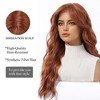 Jessie's Wig Copper Ginger Long Curly Straight Synthetic Wigs for Women Water Wave With Bangs Heat Resistant Cosplay party 24 Inch - 2 of 4