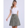 INSPIRE CHIC Women's High Waist A-Line Flared Pleated Above Knee Denim Skirt - 3 of 4