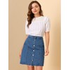 Allegra K Women's Elastic Back Short Button Down Denim Skirts with Pockets - 2 of 4