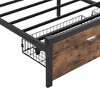 Okak Queen Size Metal Platform Bed Frame with Wooden Headboard and with Footboard USB,Charging Station,2 Drawers,storage, LED Lights - 4 of 4