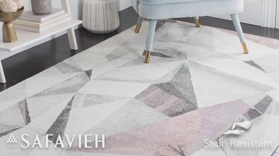 Porcello Light Grey and Orange Abstract Runner Rug