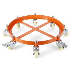 55-Gallon Drum Dolly, Heavy-Duty Steel Dolly with Cross Braces & Swivel Casters Wheel, 2000lbs Load Capacity, Non Tipping Design - 1 of 4