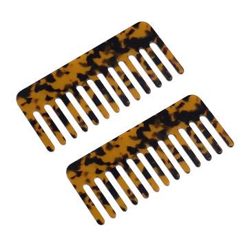 Unique Bargains Anti-Static Hair Comb Wide Tooth for Thick Curly Hair Hair Care Detangling Comb For Wet and Dry Dark 2.5mm Thick Brown 2 Pcs