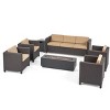 Christopher Knight Home Hegseth Outdoor Wicker 7 Seater Chat Set with 50,000 BTU Iron Fire Pit - 2 of 4
