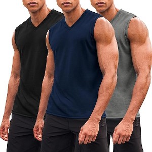 COOFANDY Men's 3 Pack Workout Tank Tops Gym Sleeveless Shirts V Neck Bodybuilding Muscle Tee Shirt - 1 of 4