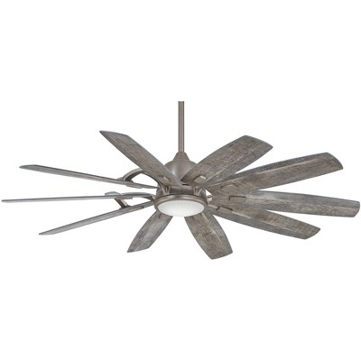 65" Minka Aire Rustic Farmhouse Indoor Ceiling Fan with LED Light Remote Control Burnished Nickel for Living Room Kitchen Family