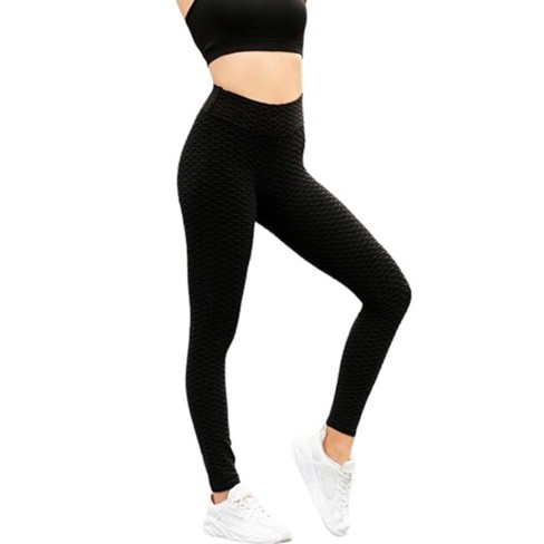 Anna-kaci Women's High Waisted Yoga Pants Tummy Control Textured Honey Comb  Leggings - Small , Black : Target