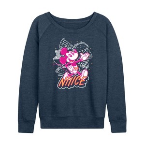 Women's - Disney - Nice Mickey Lightweight French Terry Wide Neck Long Sleeve Shirt - 1 of 4