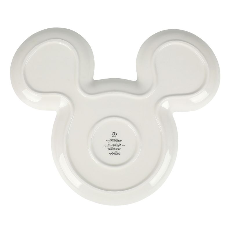 Disney 100 Steamboat Willie Artwork Mickey Mouse Shaped 12" White Tray Plate, 3 of 4