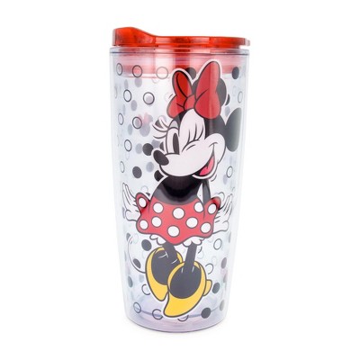 Silver Buffalo Disney Minnie Mouse Travel Tumbler With Slide Close