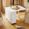 ATJafurn 58.9'' Folding Table No Assembly Required, Rectangular Wooden Extendable Dinning Table With Wheels And Storage - 3 of 4
