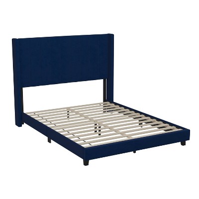 Soren Velvet Upholstered Platform Bed Frame with Wingback Headboard - Taylor & Logan