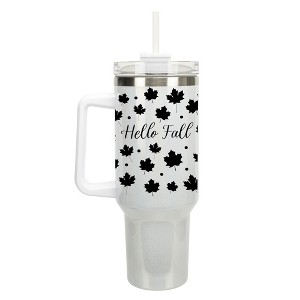 Elanze Designs Hello Fall Maple Leaf Autumn Harvest 40 oz. Stainless Steel, Large Water Bottle Coffee Mug, Spill & Leak Resistant, Thermal Travel - 1 of 1