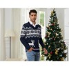 Clearlove Mens Ugly Christmas Sweaters Snowflakes Holiday Reindeer Printed Shawl Collar Knitted Long Sleeve Pullover Jumpers - 3 of 4