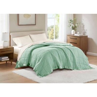 Twin Green Down Alternative Blanket with Satin Trim